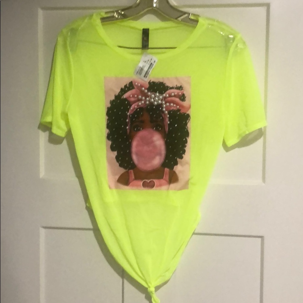 Girls bubble gum neon shirt
